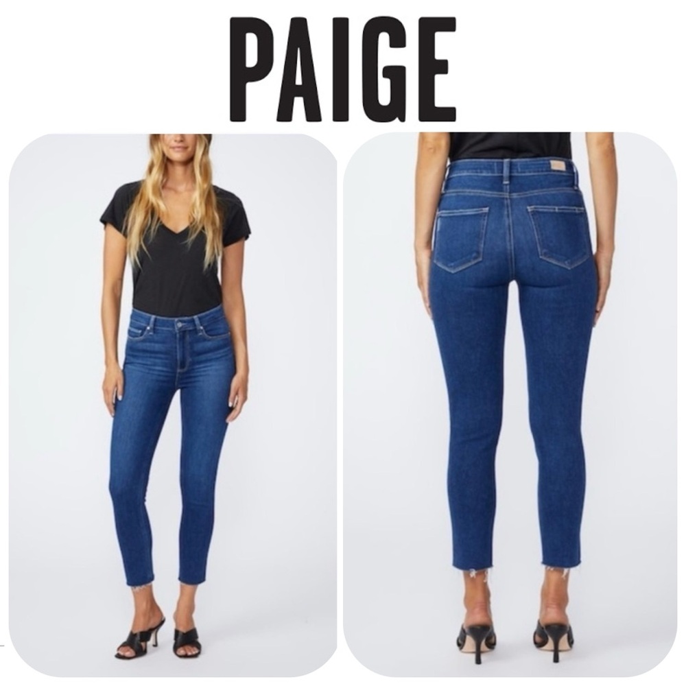 PAIGE Jeans Women's 29 Blue Hoxton Ankle Skinny Raw Hem LIKE NEW!
